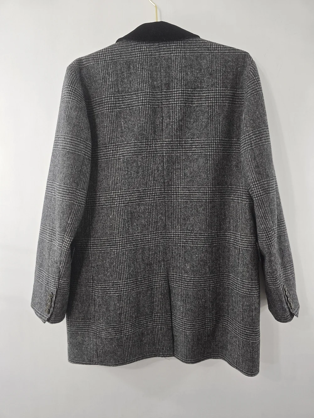 Ralph Lauren Glen Plaid Wool Blend Big Boys Overcoat Hidden Button Velvet Sz 16R